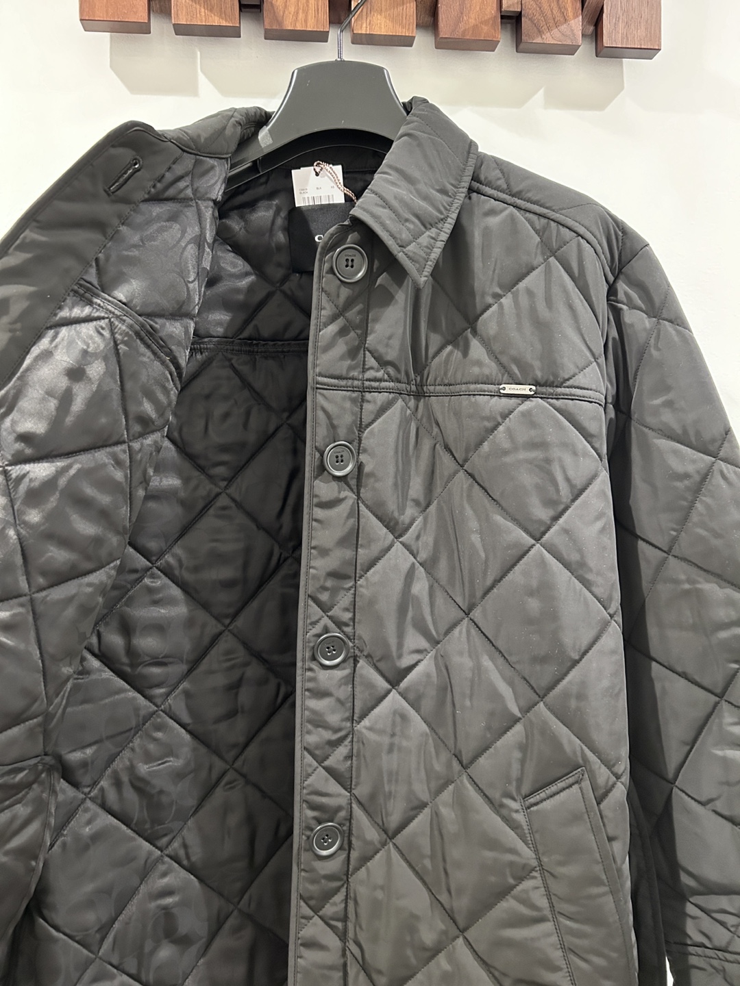 Black Quilted Jacket with Belt - photo 4