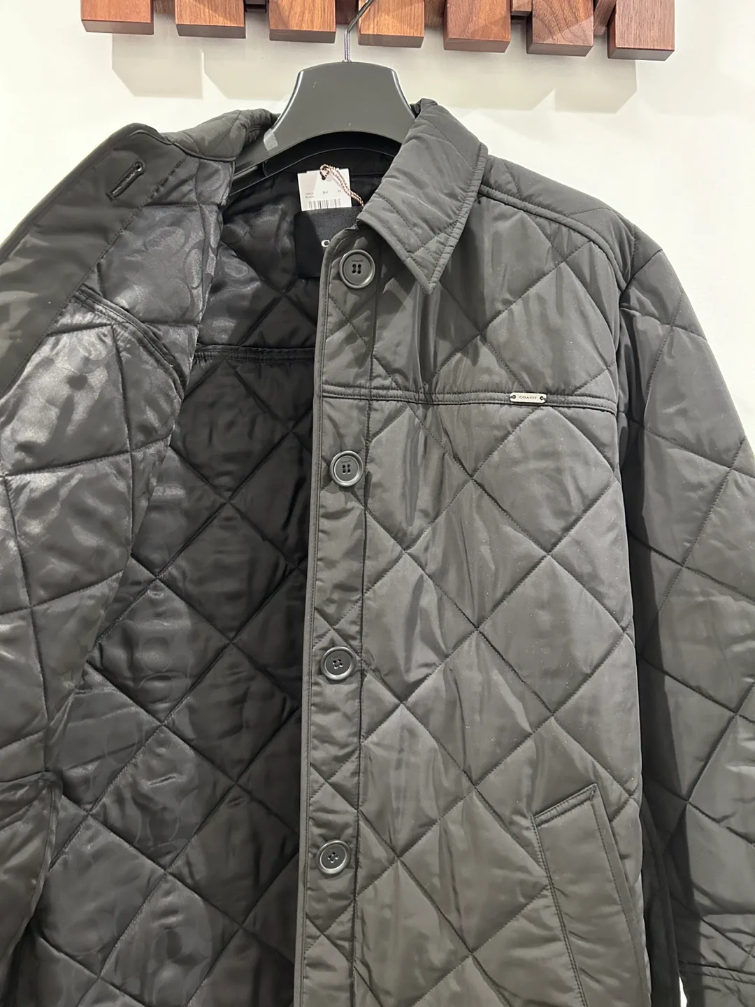 Black Quilted Jacket with Belt image indicator(4)