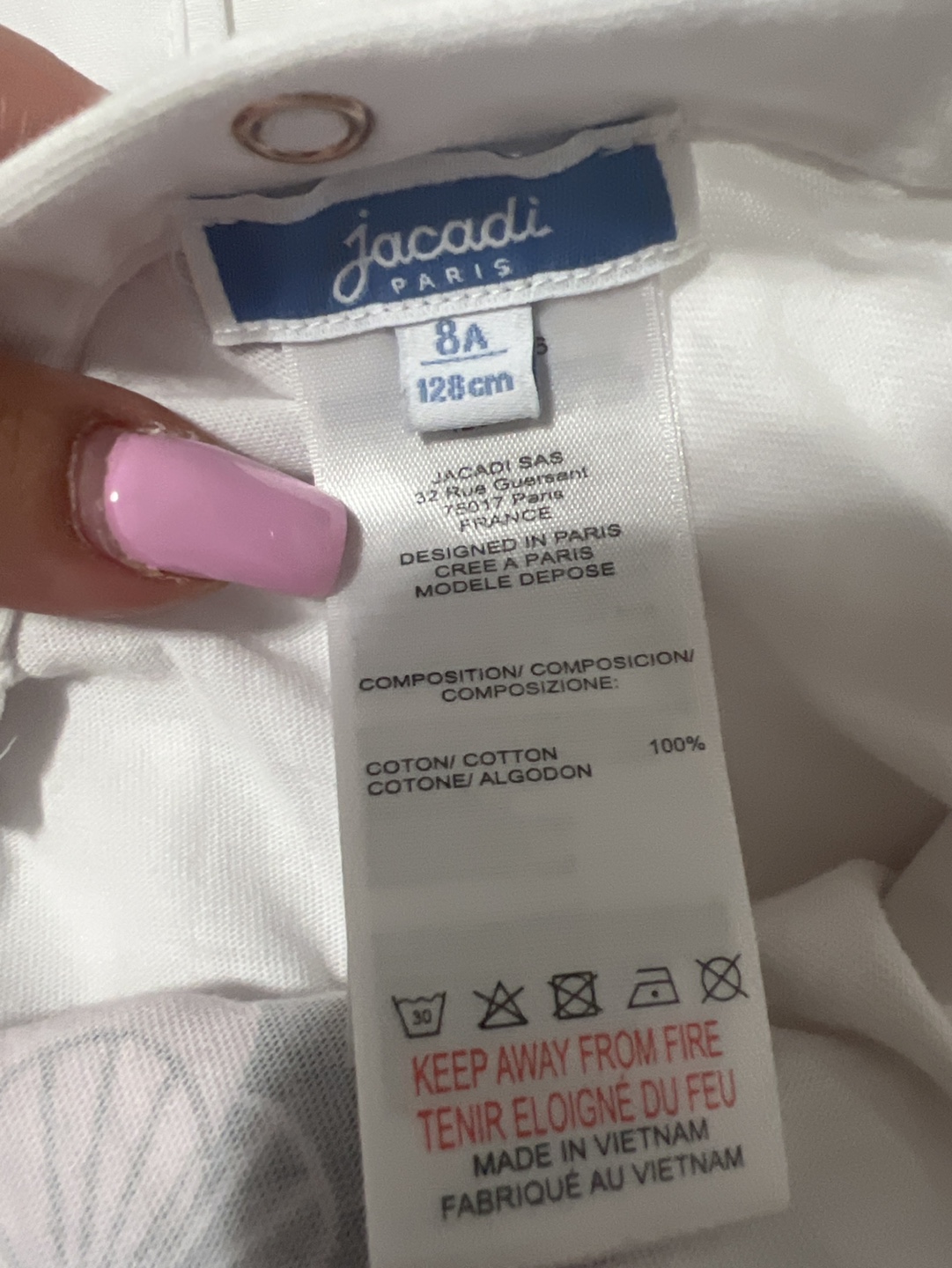Jacadi Paris White Long Sleeve Shirt Size 8A - photo 2