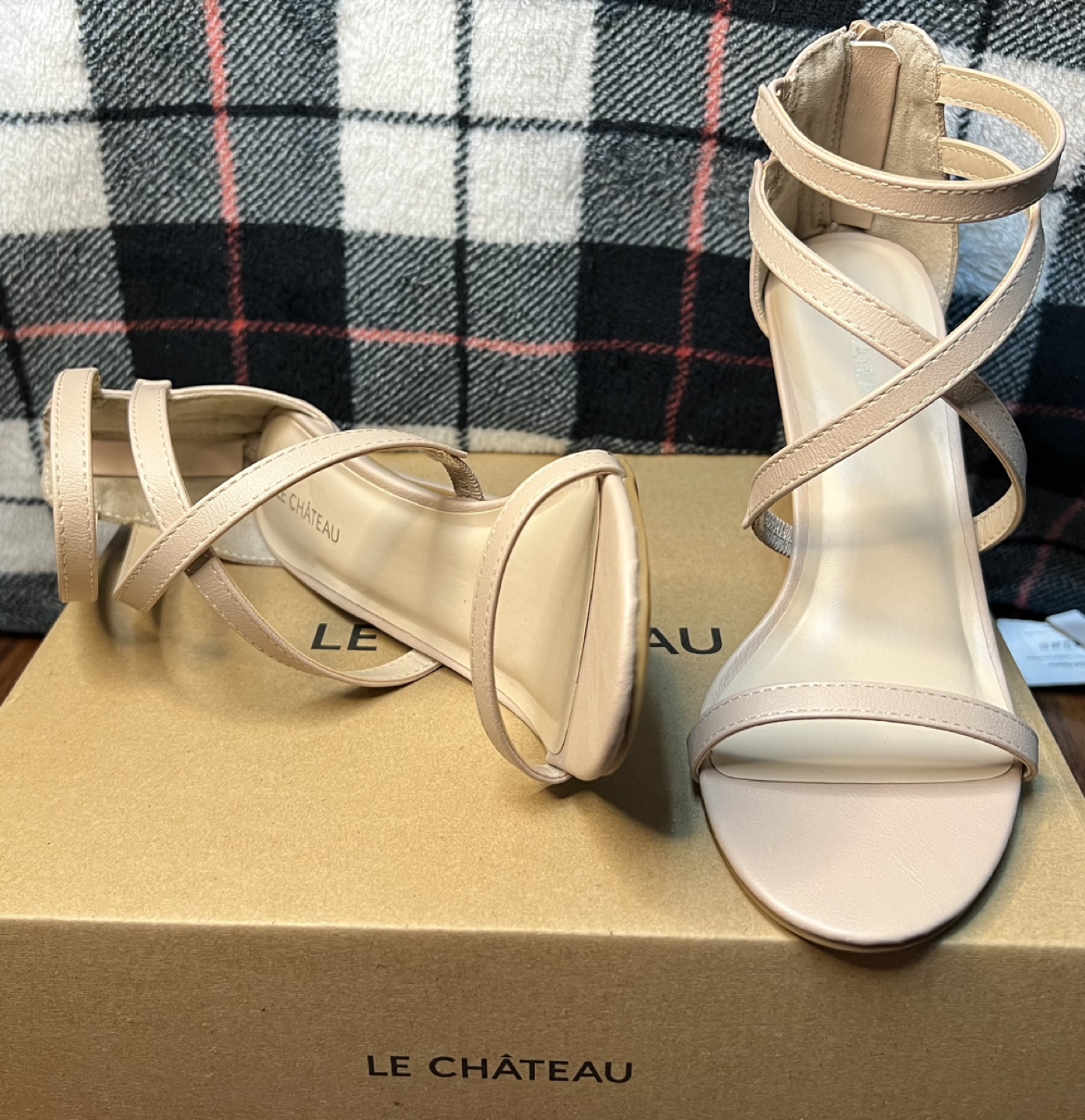 La Chateau Nude Strappy Heels