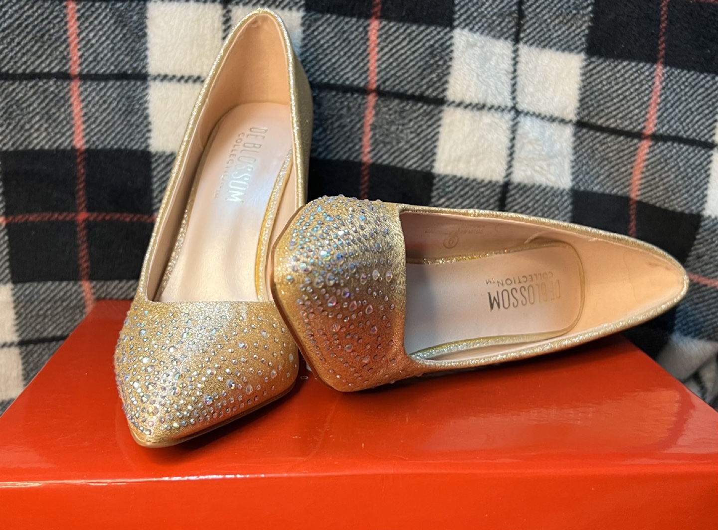Gold Beaded Heels