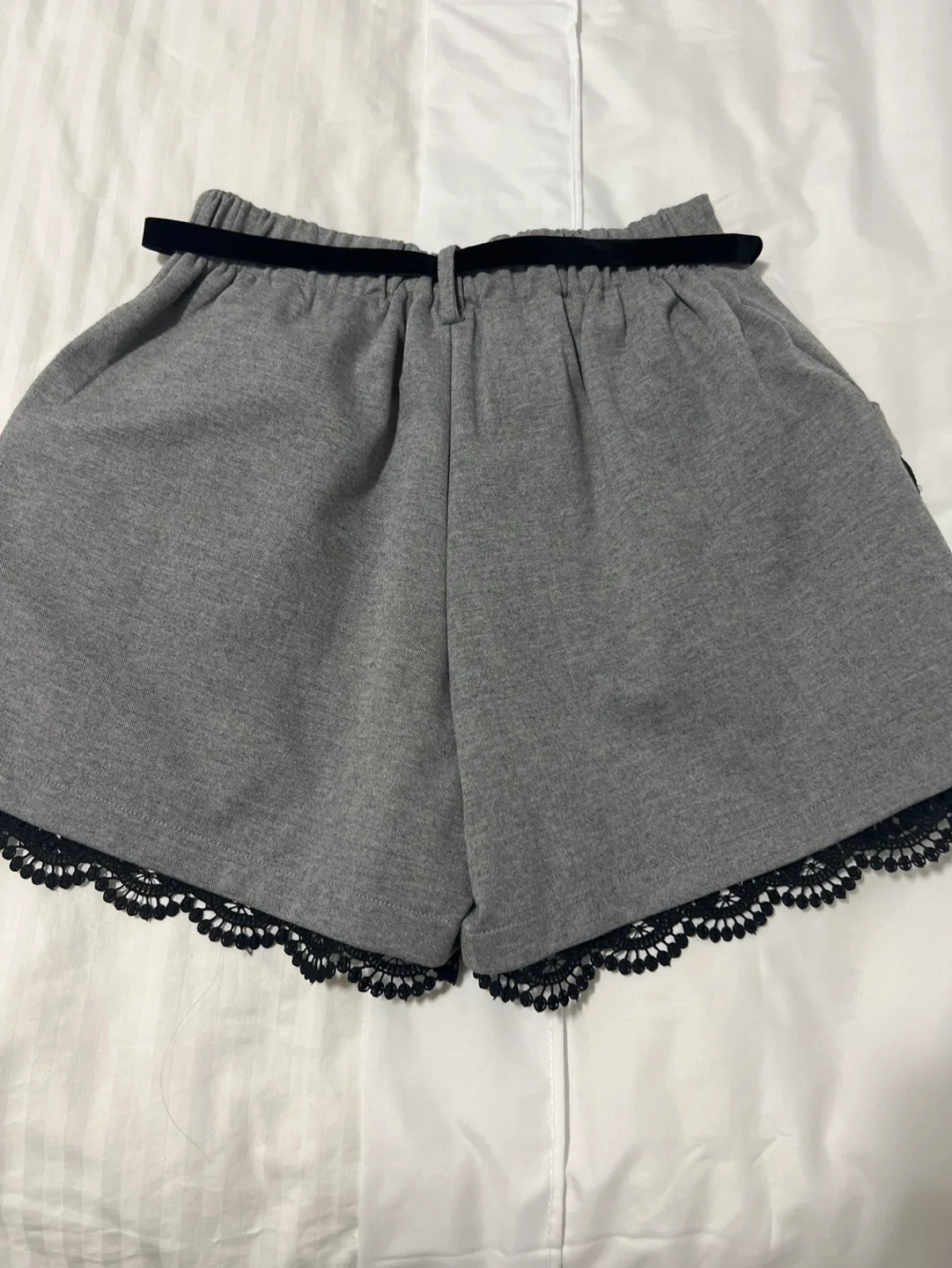 Grey Shorts with Pearl and Lace Detail image indicator(2)