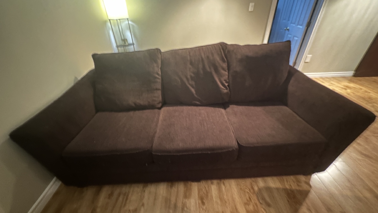 Brown Sofa, Loveseat, and Ottoman Set