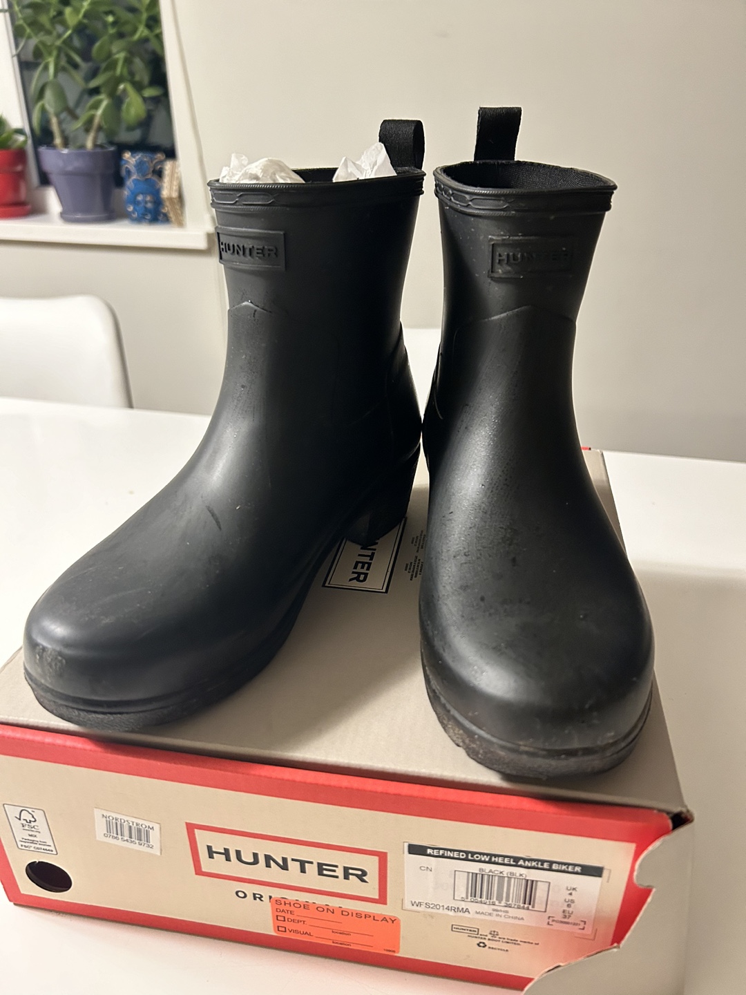 Hunter Black Refined Low Heel Ankle Biker Boots - photo 2