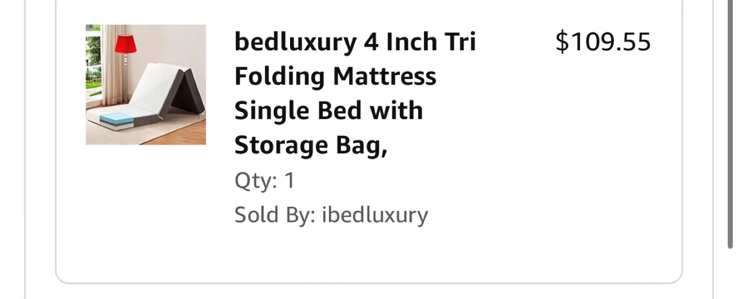 BedLuxry 4 Inch Tri Folding Mattress Single Bed with Storage Bag thumbnail