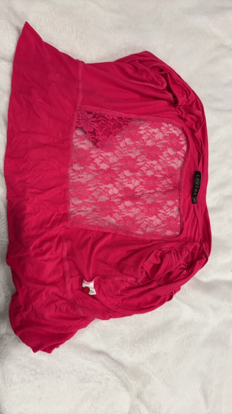 Pink Long Sleeve Lace Back Cardigan - photo 3