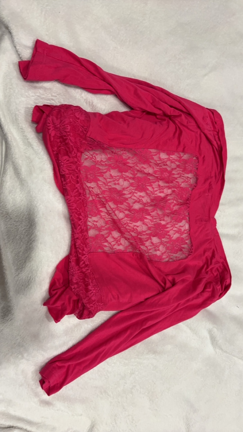 Pink Long Sleeve Lace Back Cardigan - photo 2