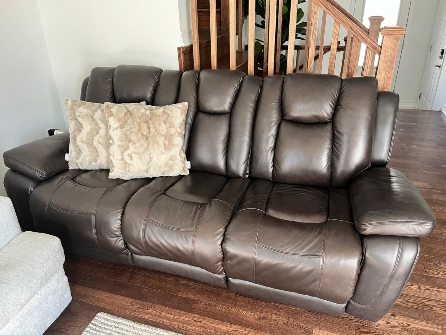 Brown Leather Reclining Sofa