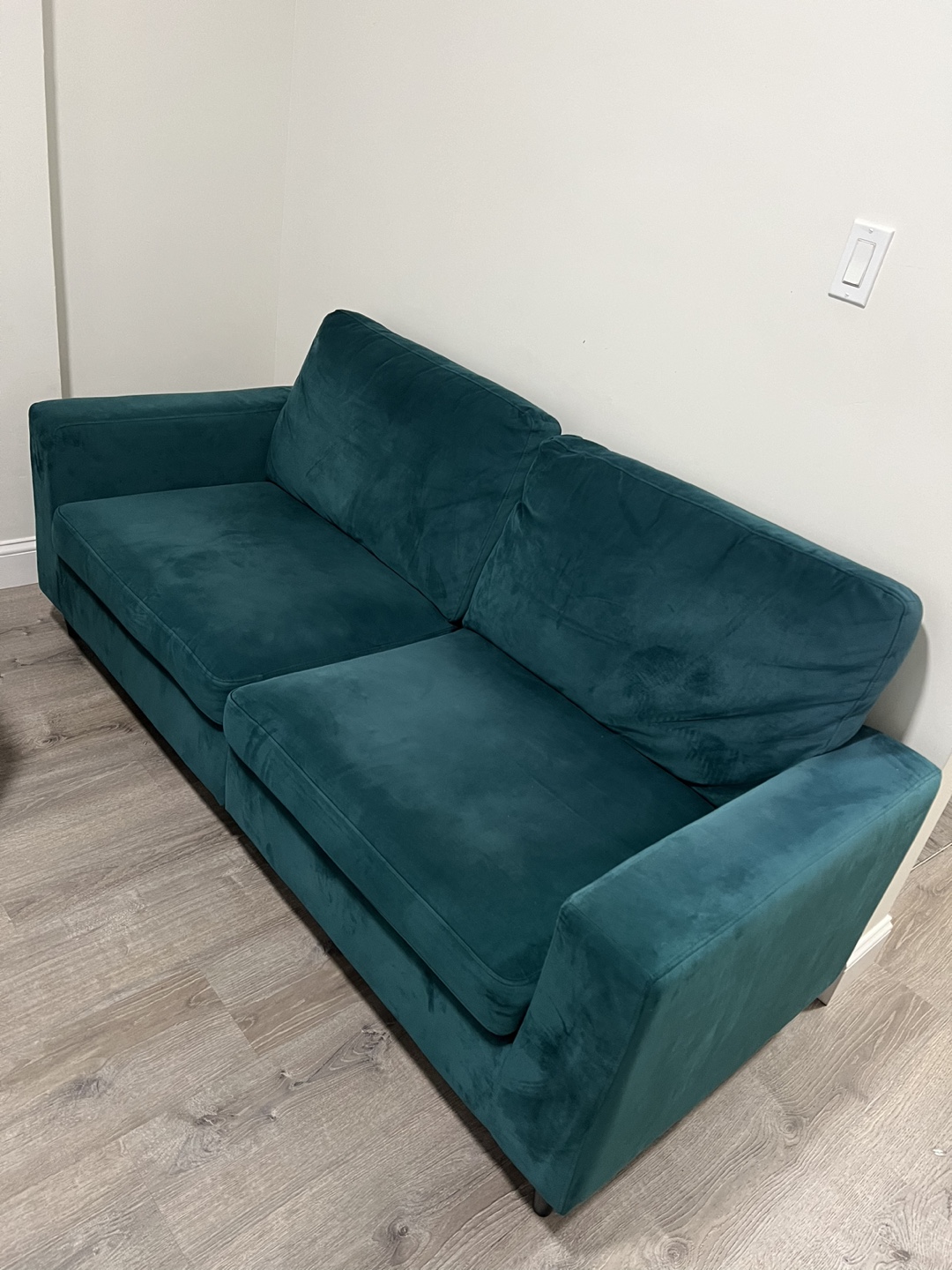 Teal Velvet Sofa - photo 2