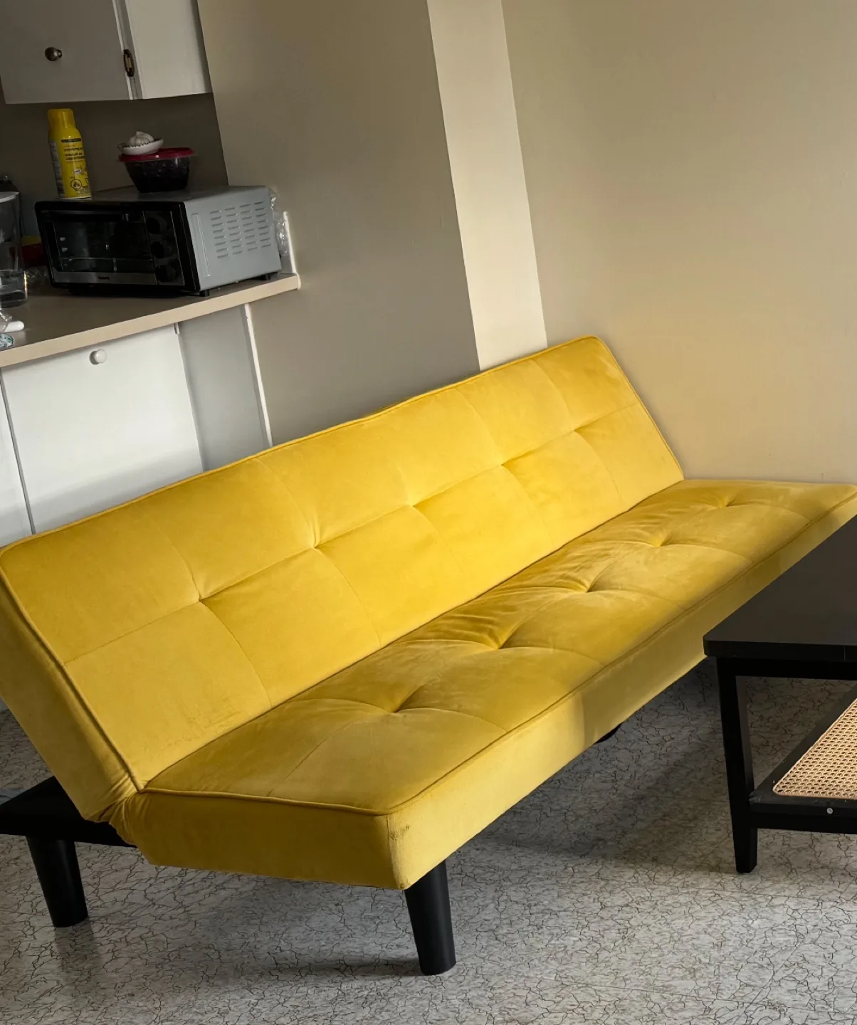 Yellow sofa bed