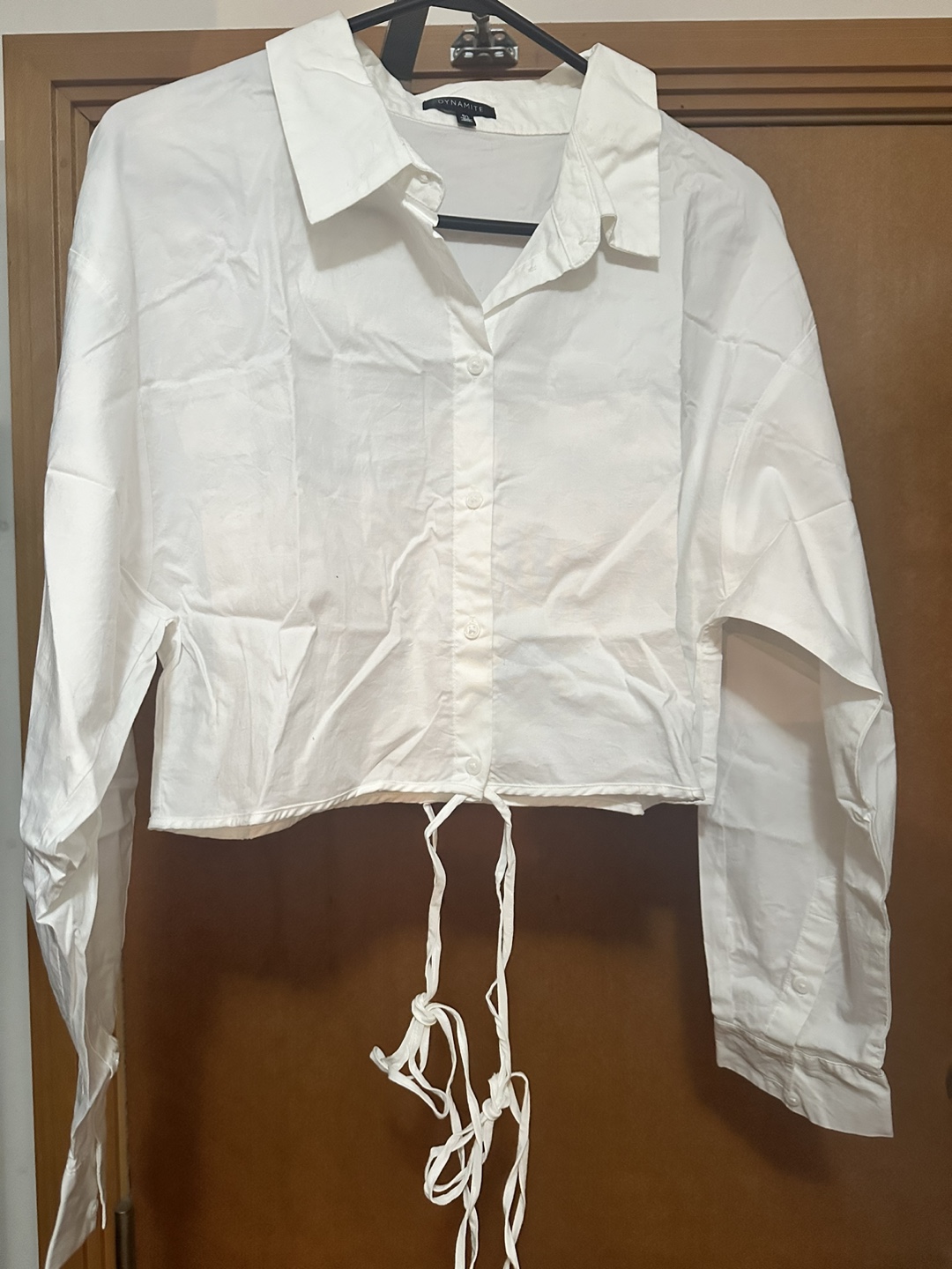 Poplin cropped top white / Dynamite - photo 3