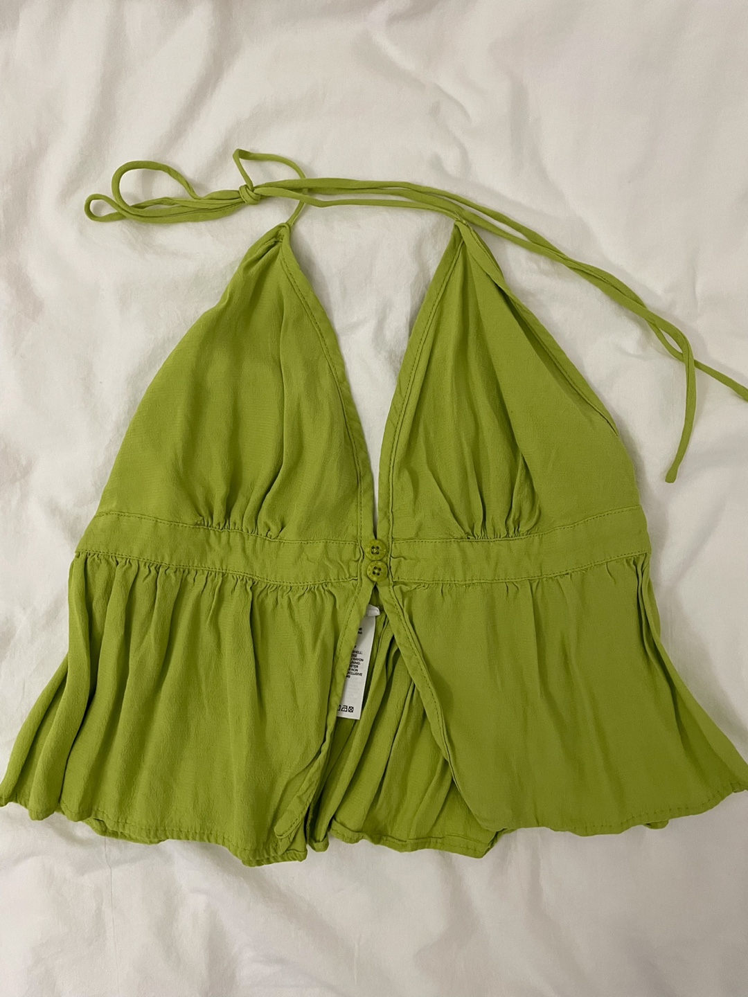 Garage Green Flowy Halter Top, size S