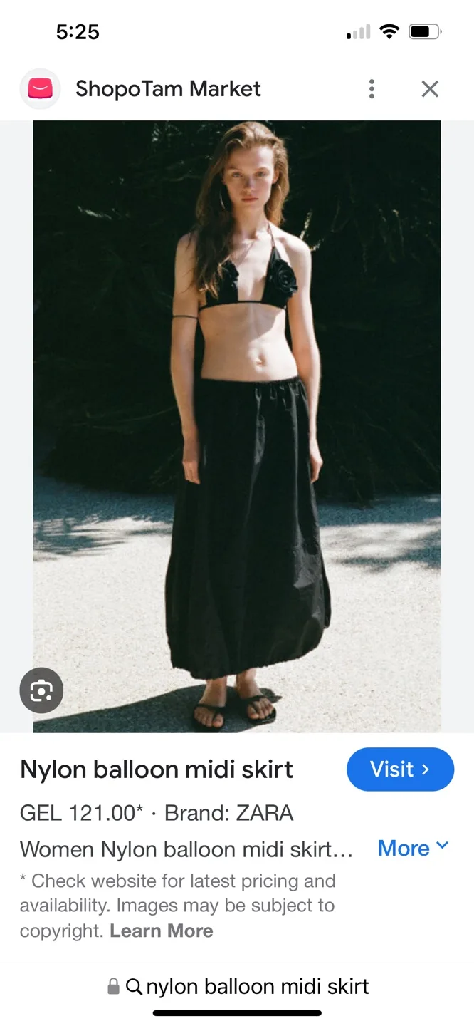 Zara Nylon Balloon Midi Skirt image indicator(2)