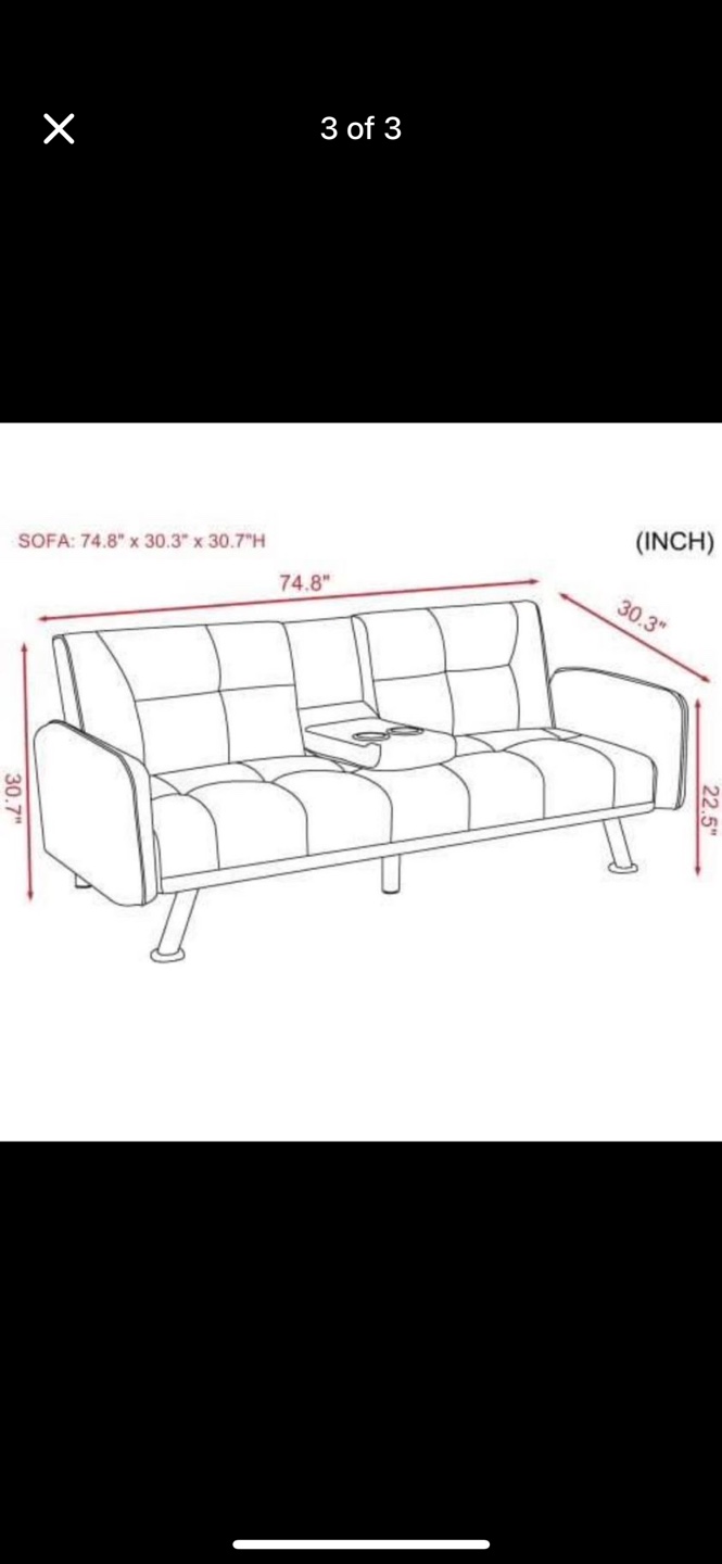 Red Futon Sofa Bed - photo 3