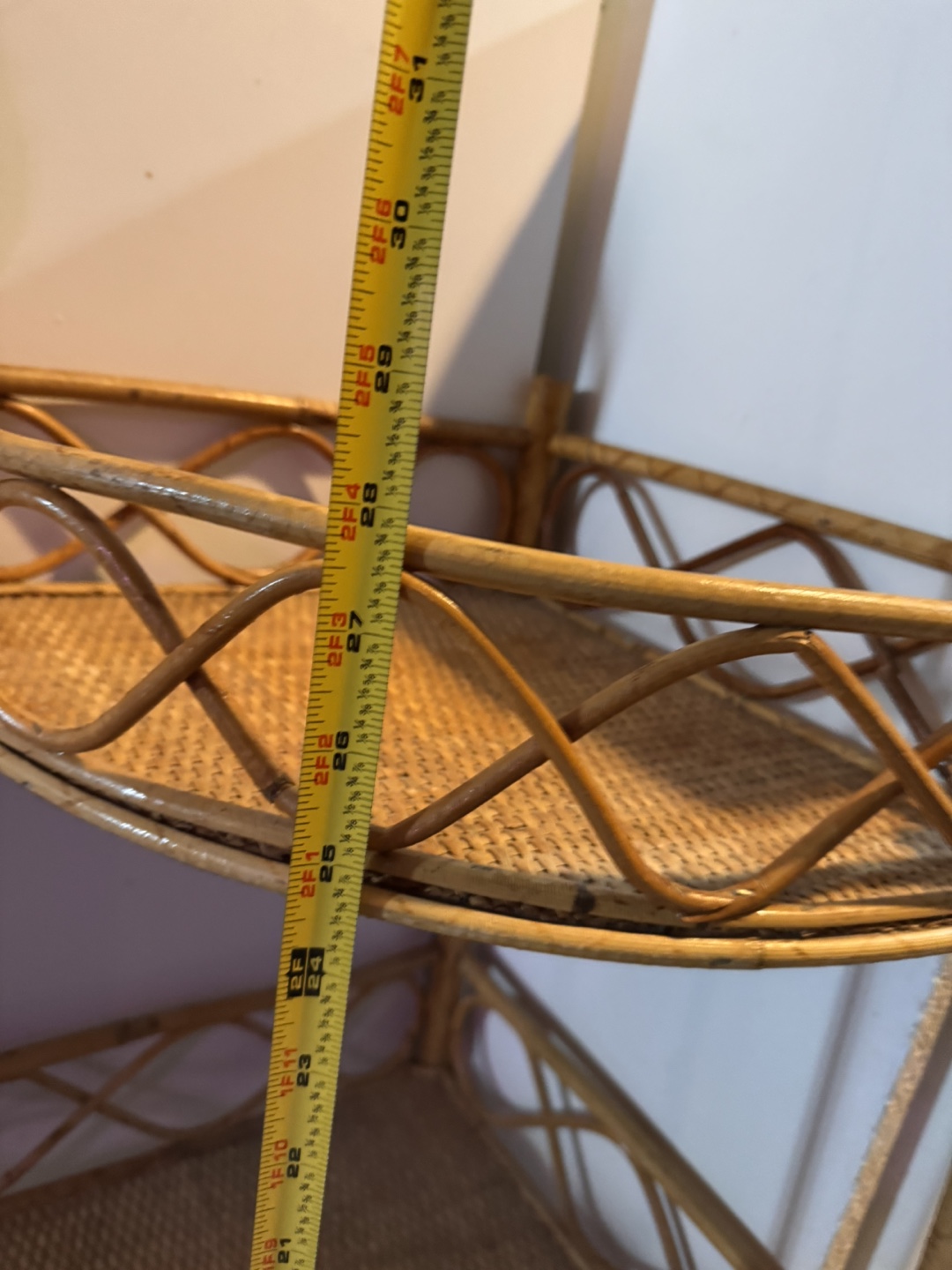 Vintage Corner Rattan Shelf - photo 2