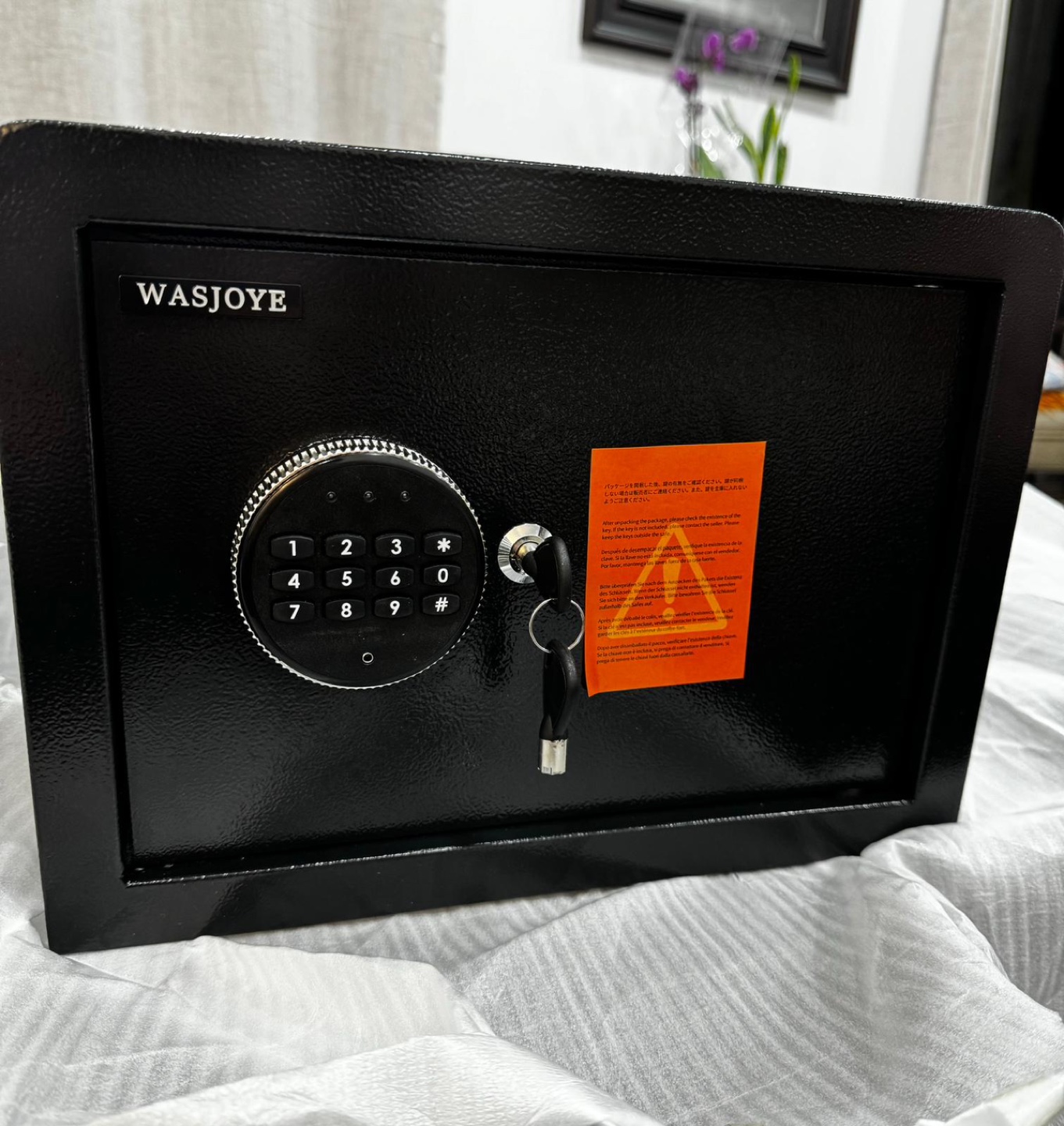 Wasjoye Small Safe with Key and Combination Lock