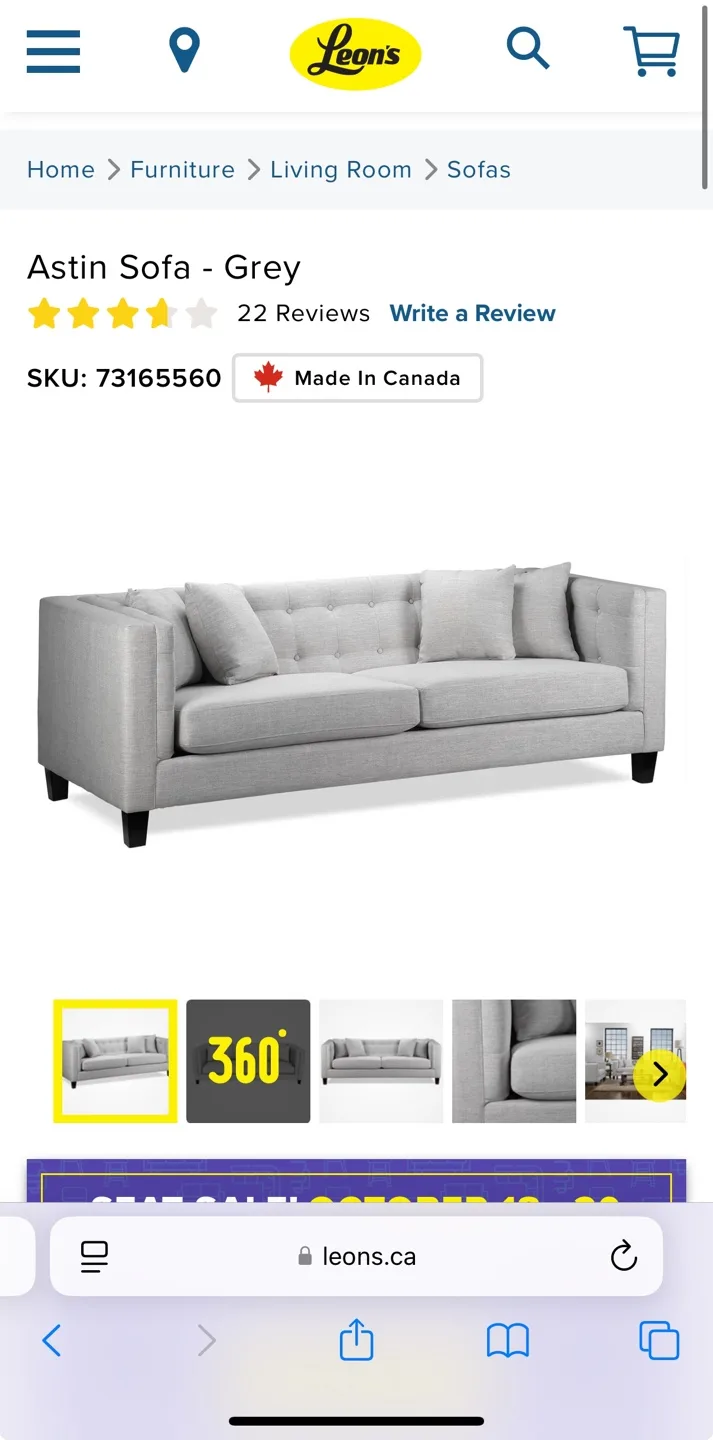 3-Seater Sofa - Grey image indicator(3)
