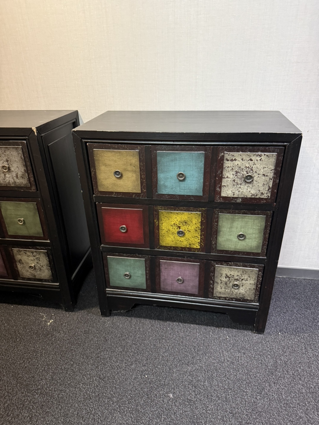 Set of Two Multi-Colored Drawers