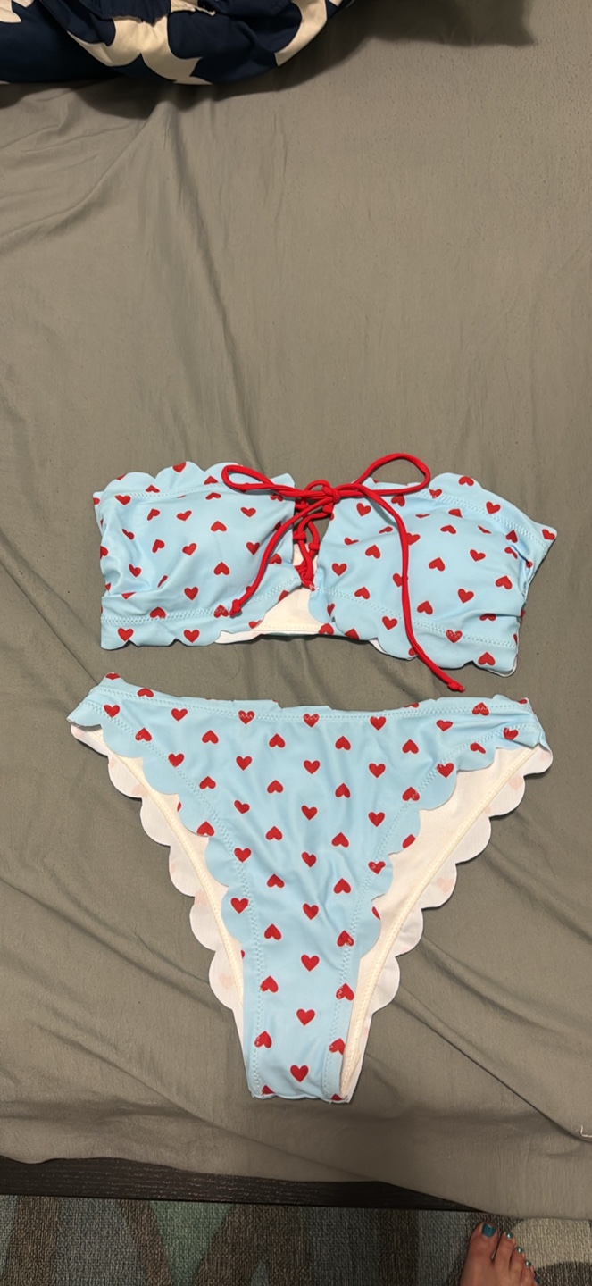 Blue Heart Print Bikini Set