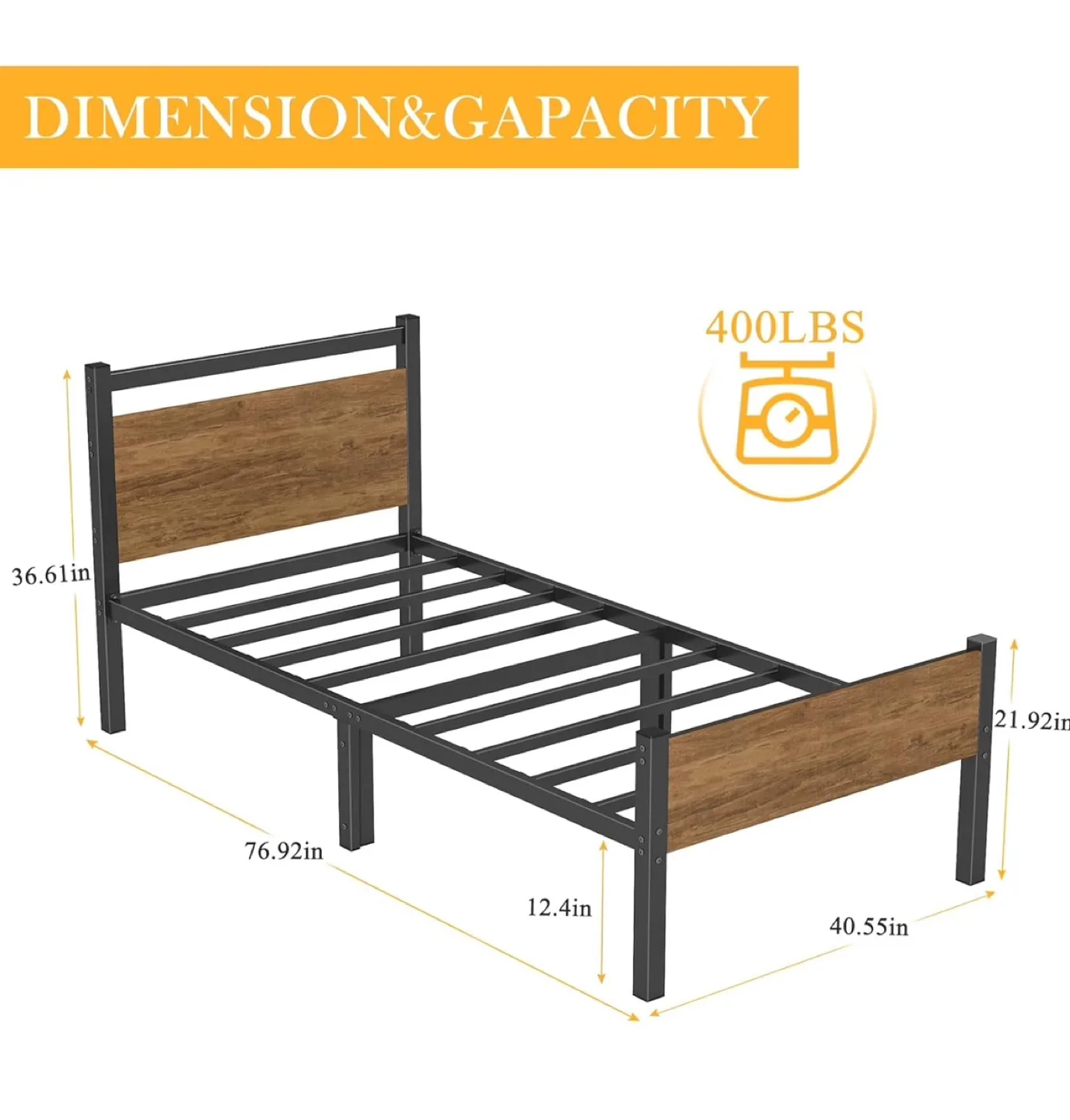Metal Bed Frame with Headboard image indicator(2)
