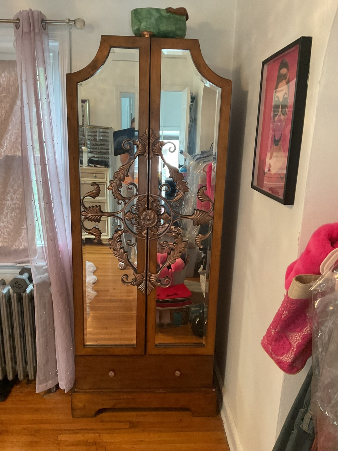 Ornate Mirrored Armoire