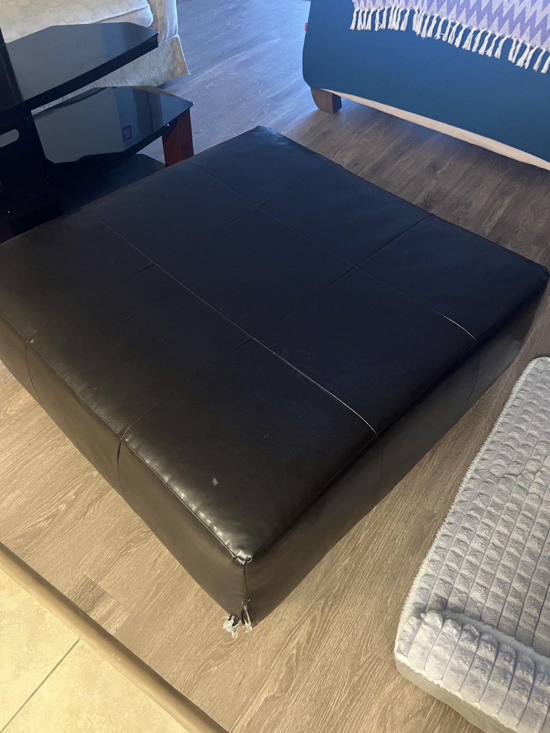 Black Leather Ottoman Coffee Table