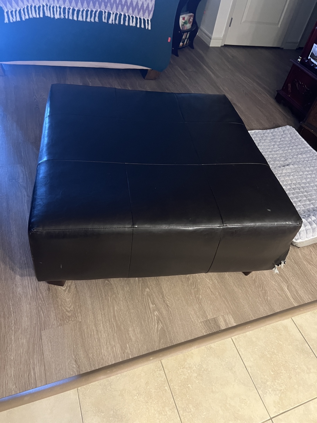 Black Leather Ottoman Coffee Table - photo 2