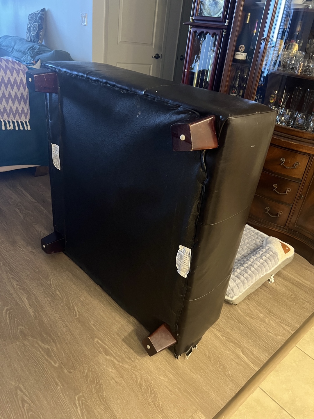 Black Leather Ottoman Coffee Table - photo 3