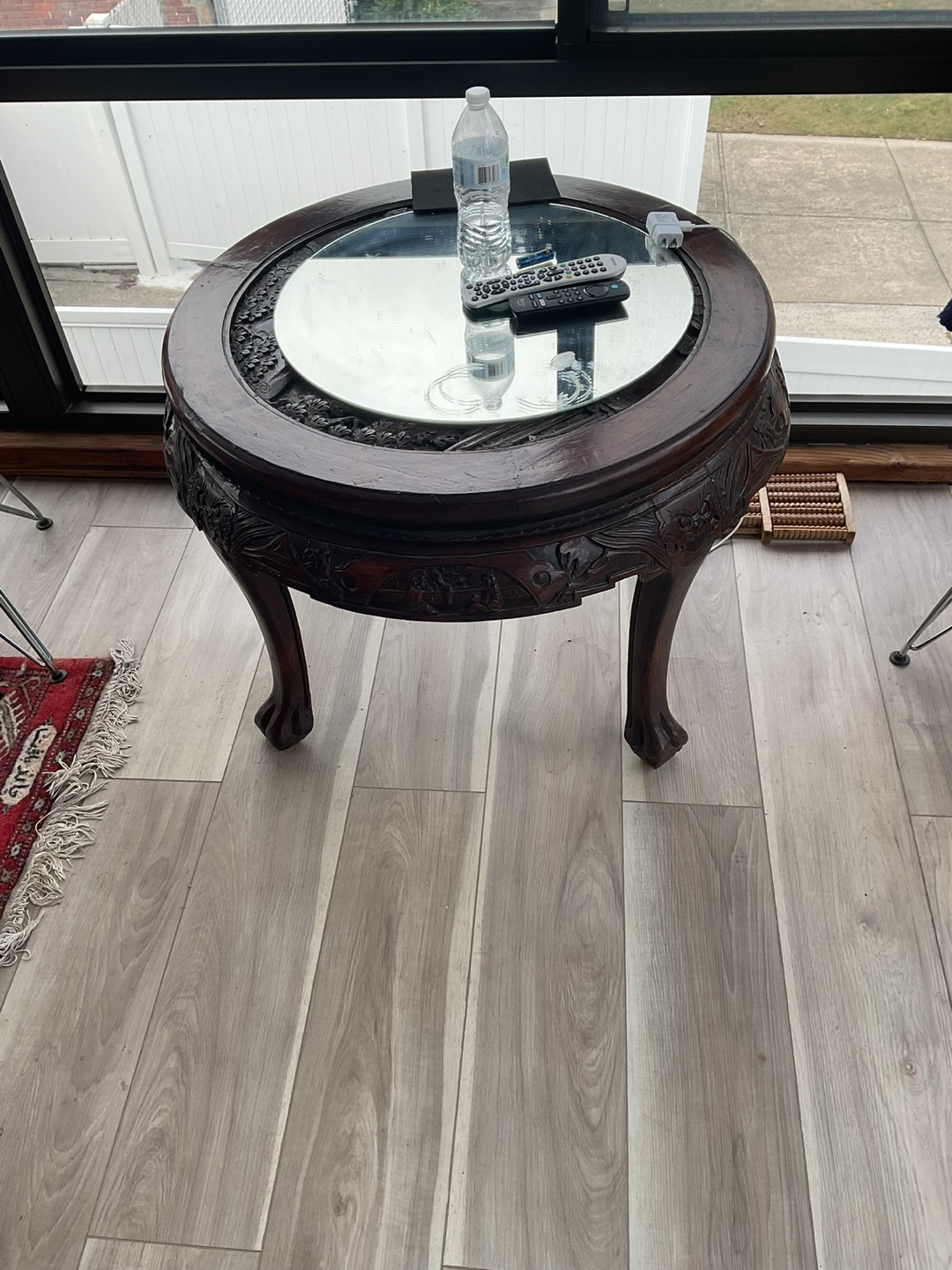 Round Carved Wood Table