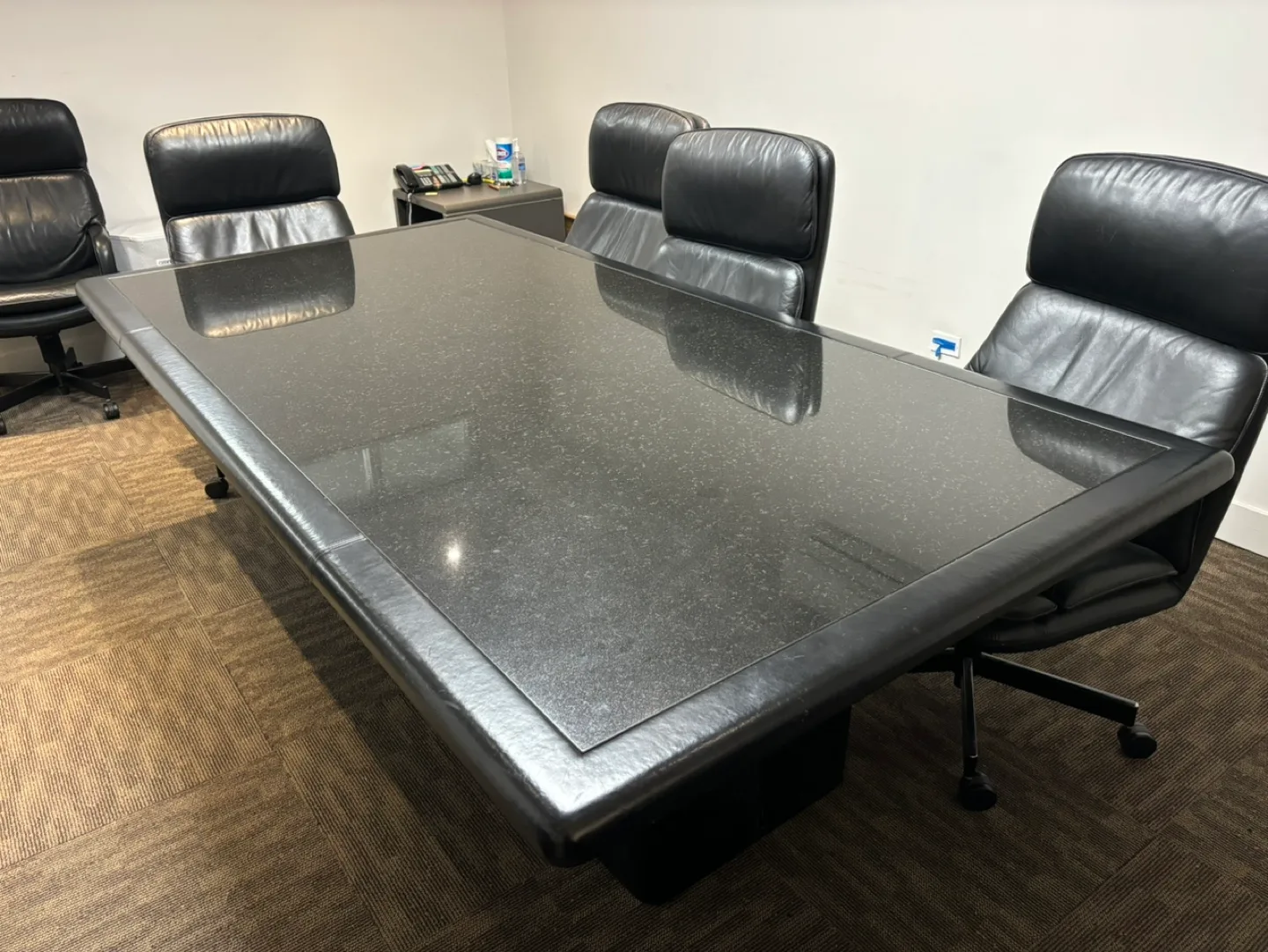 Large Black Granite Conference Table thumbnail