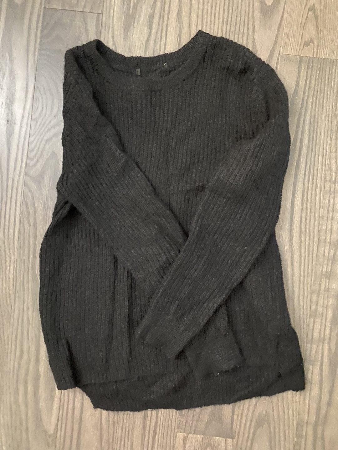 Black Knit Ribbed Long Sleeve Top, size S