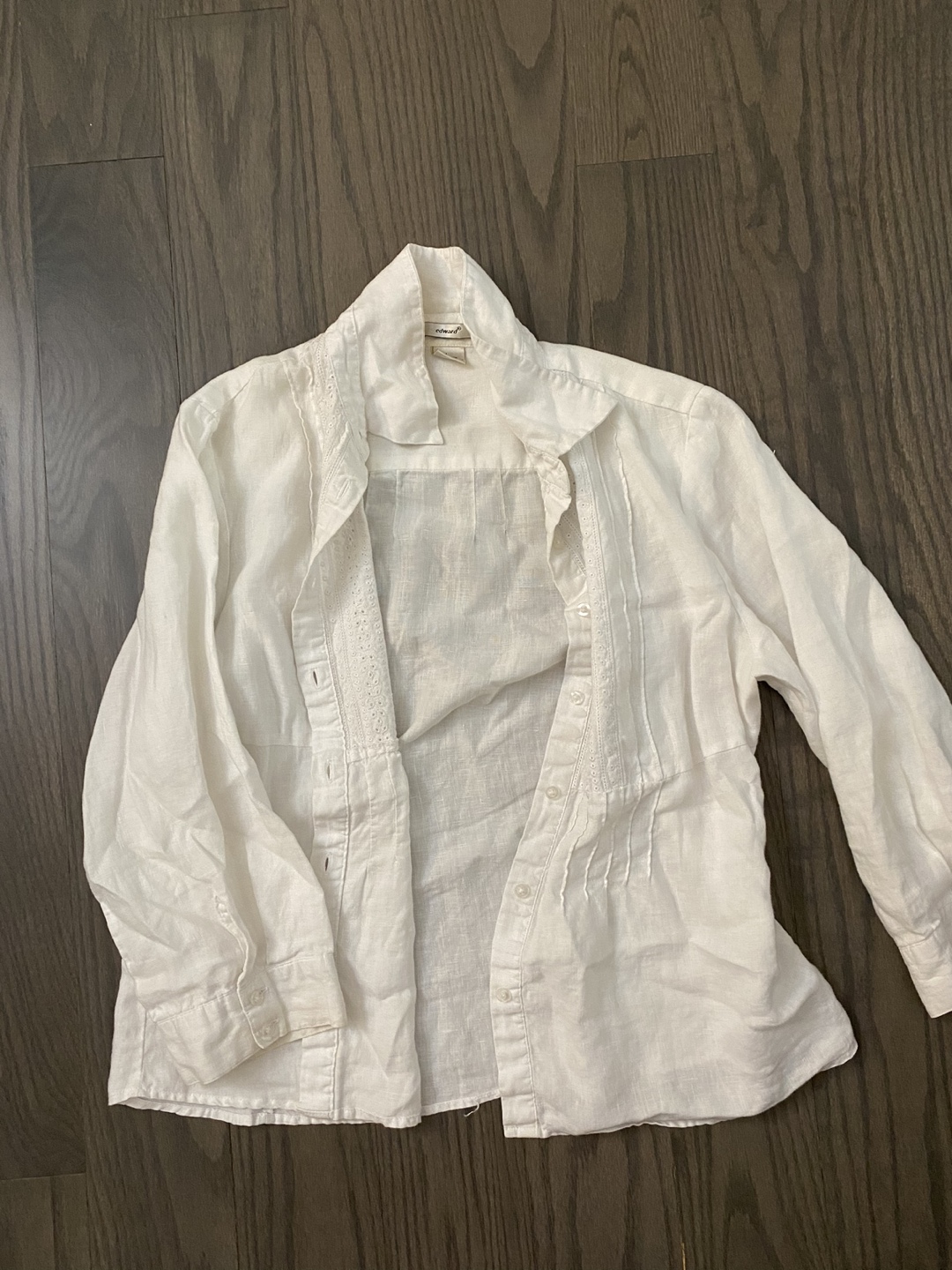 White Linen Blouse Shirt, size L