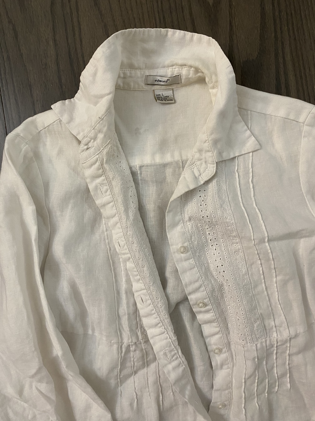 White Linen Blouse Shirt, size L - photo 2