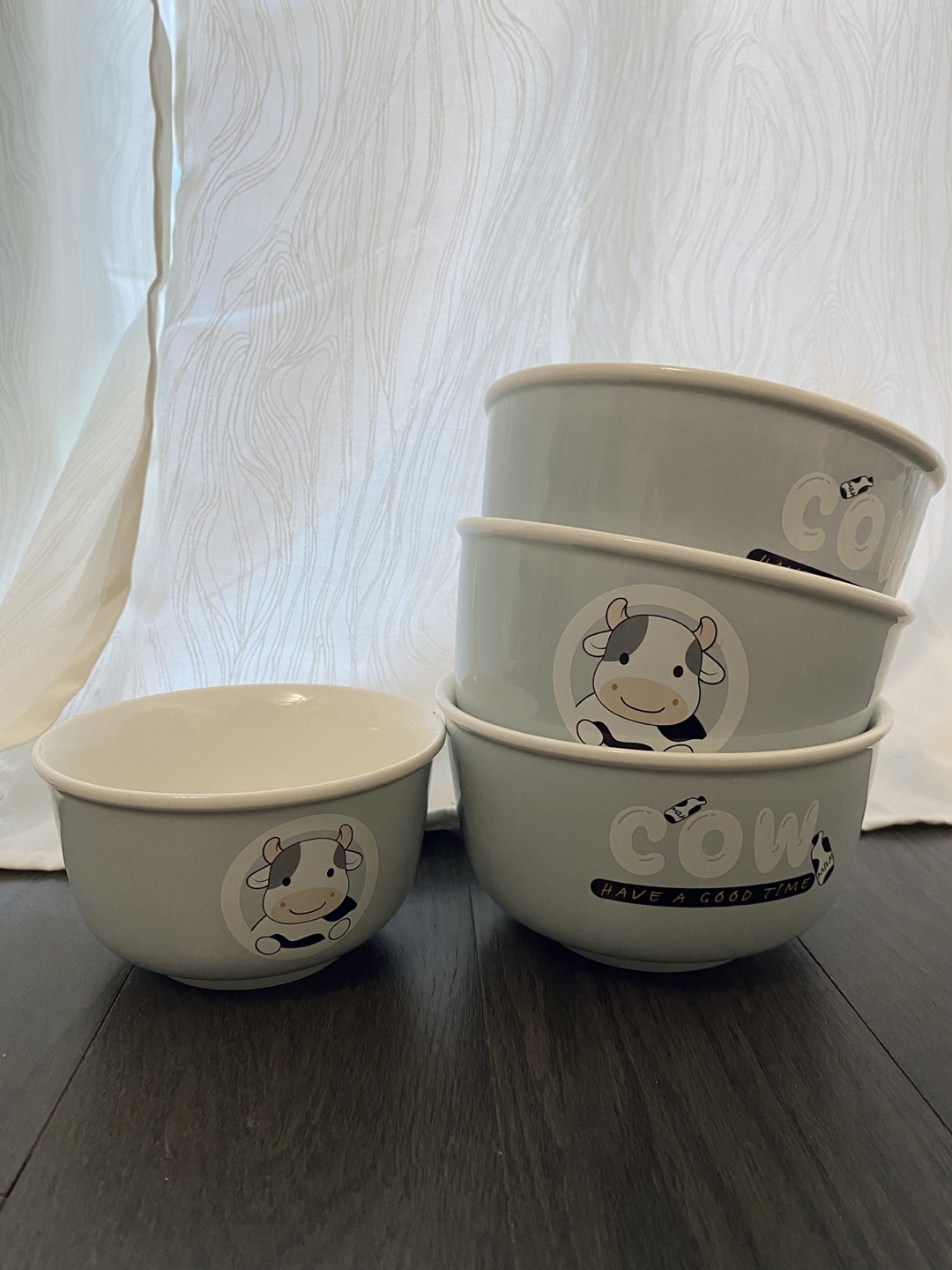 Set of 4 Cow Themed Bowls