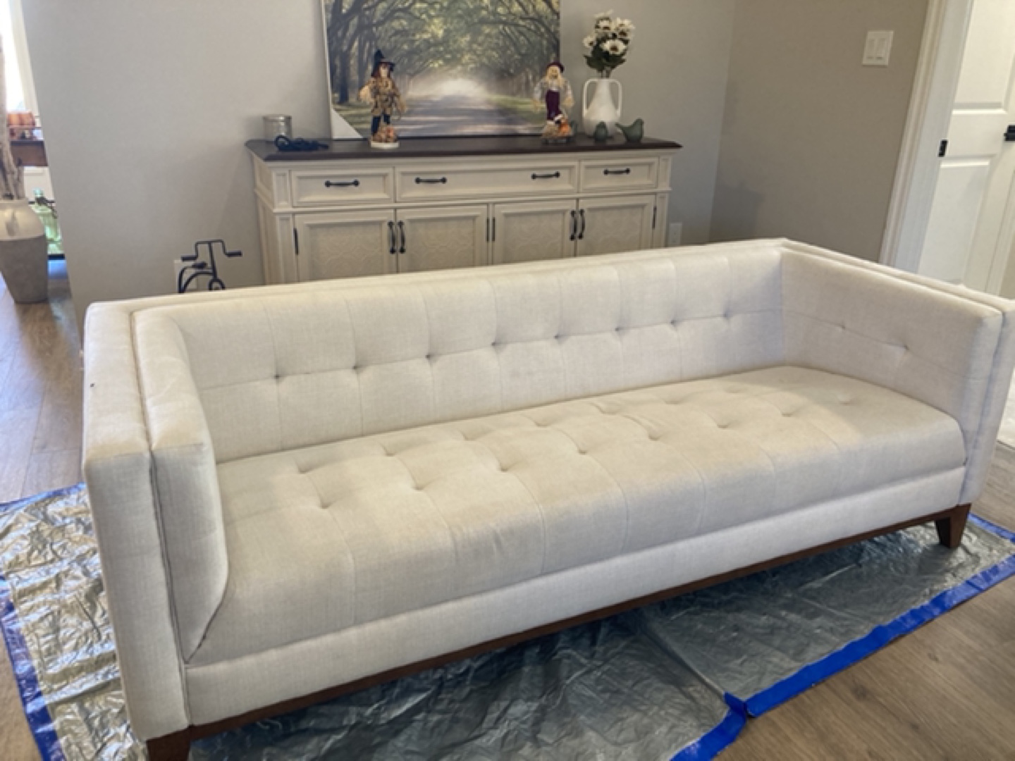 Modern off White Sofa freshly steam cleaned - photo 2