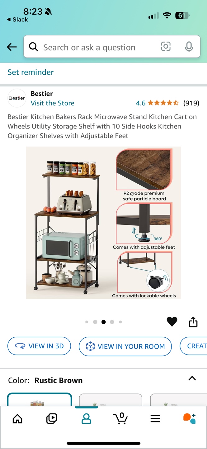 Kitchen Microwave Cart, 3-Tier Rolling Cart, Bakers Rack - photo 4
