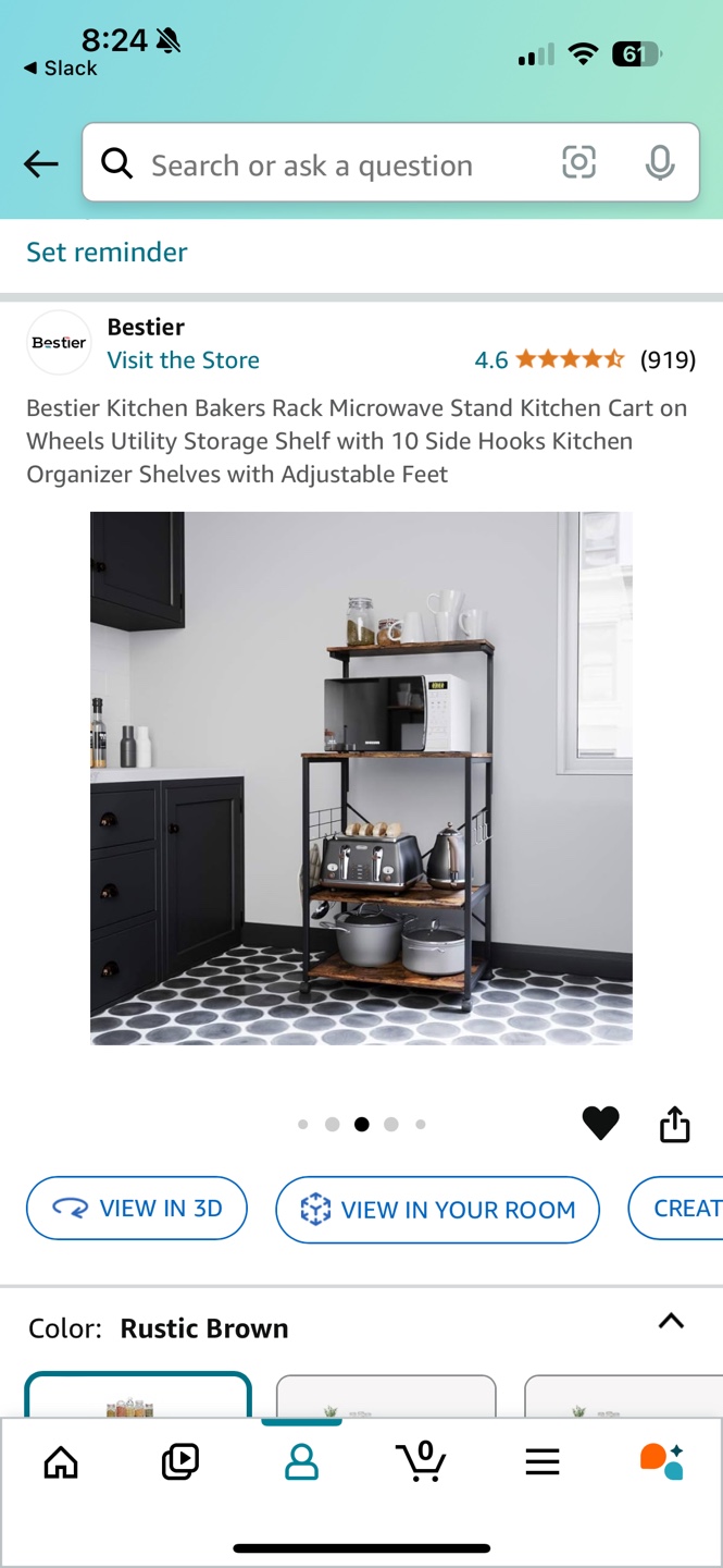 Kitchen Microwave Cart, 3-Tier Rolling Cart, Bakers Rack - photo 2