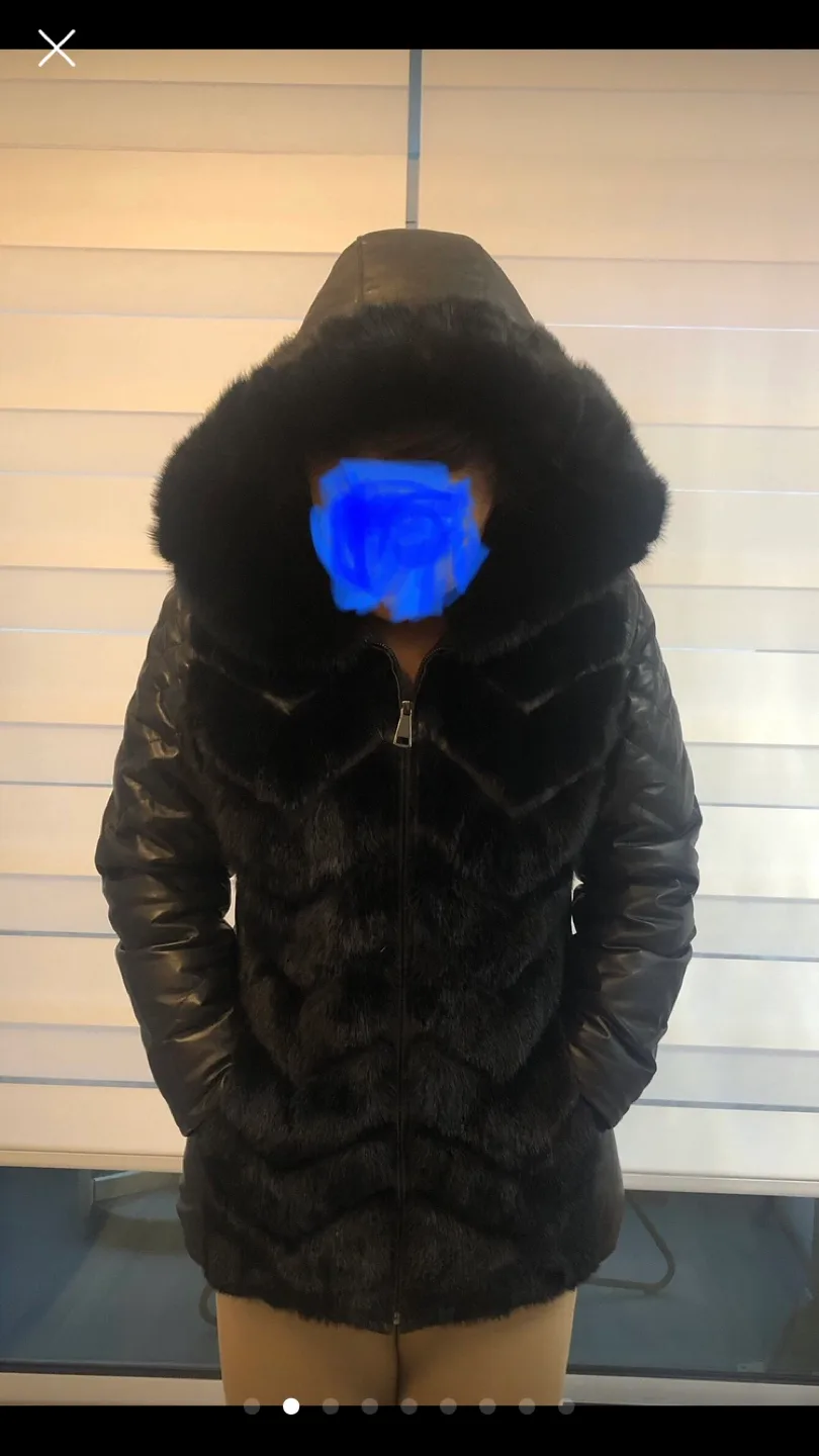 Black Leather Jacket/Vest with Mink Fur Trim image indicator(4)