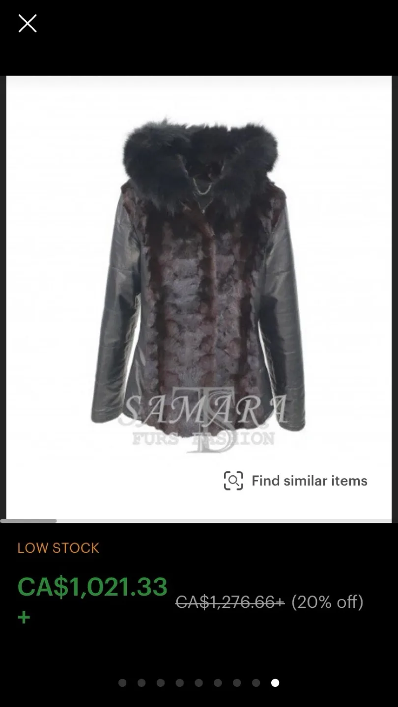 Black Leather Jacket/Vest with Mink Fur Trim image indicator(9)