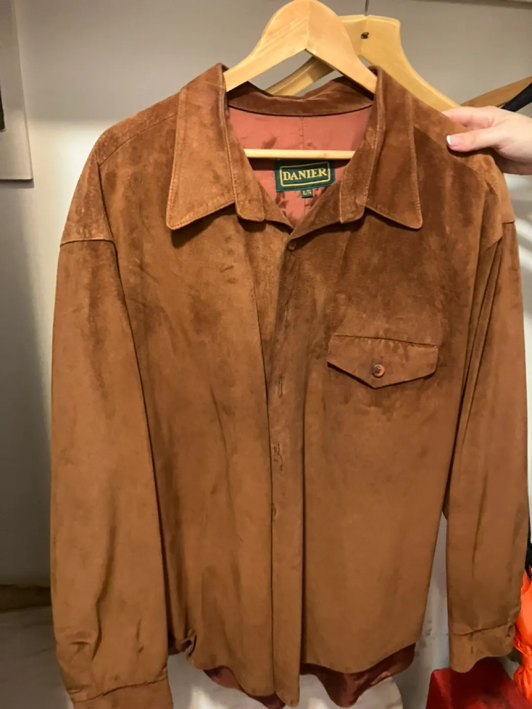Danier Brown Suede Button Up Shirt thumbnail