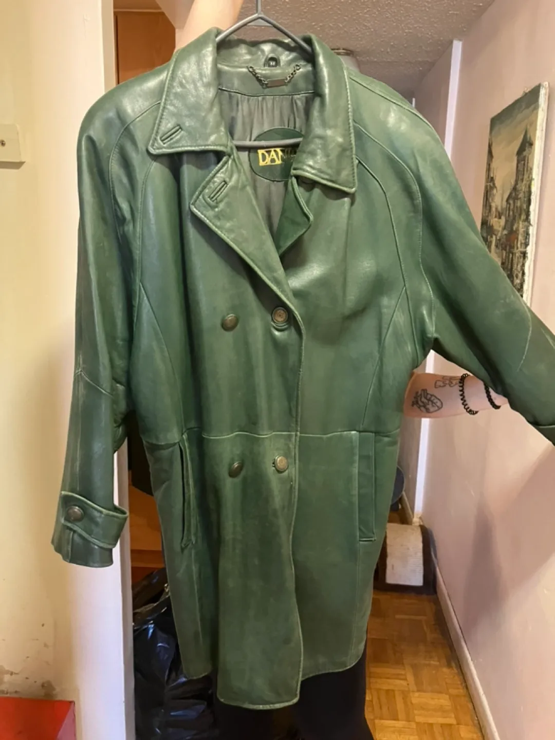 Danier Green Leather Coat thumbnail