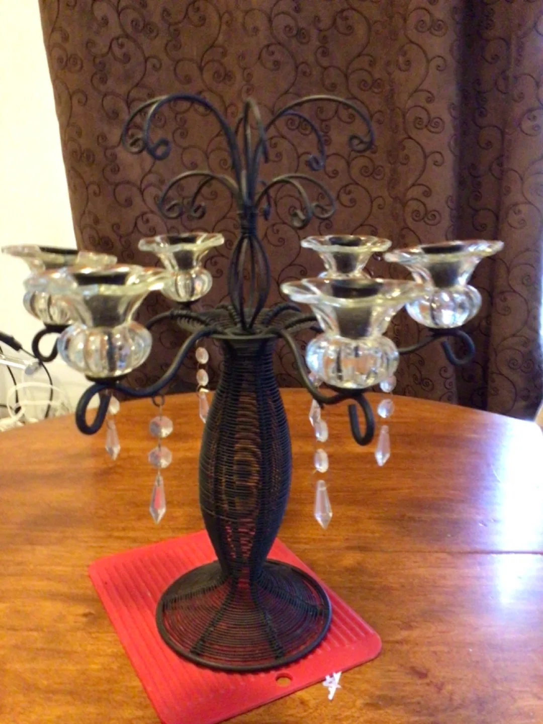 Wrought Iron Candelabra with Crystal Drops image indicator(2)