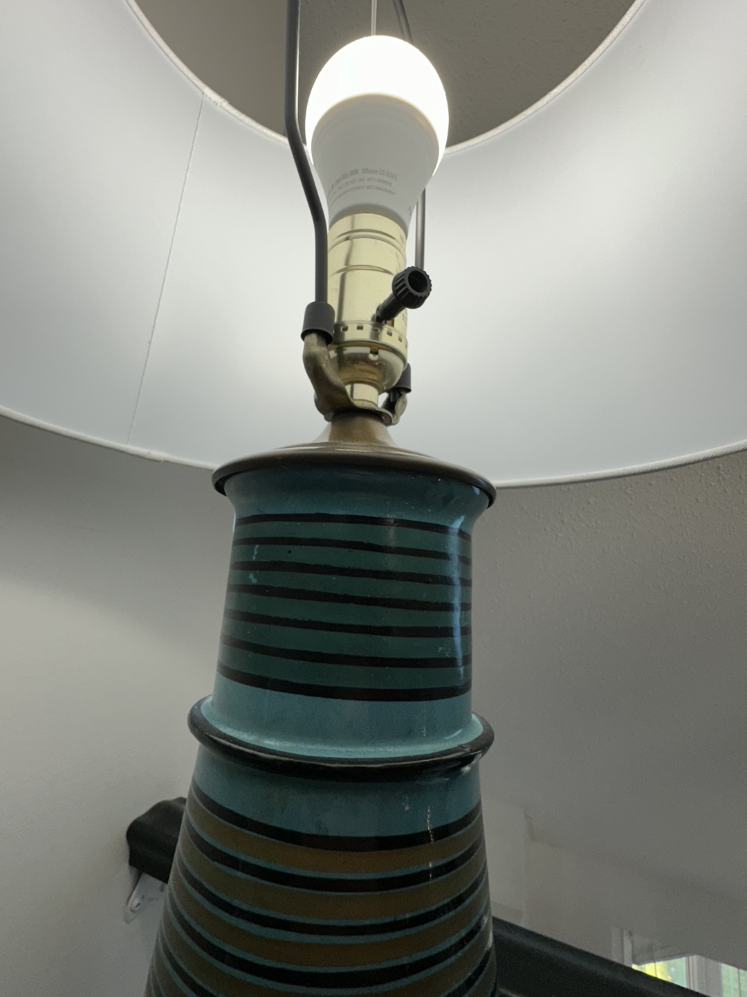 Teal and gold ceramic 1970s table lamp - photo 3