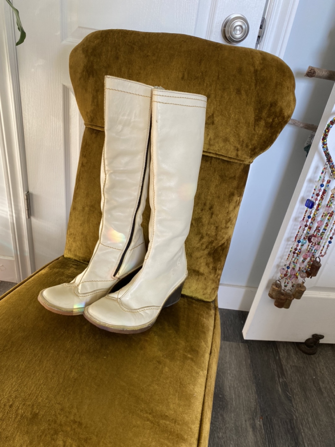 Fly London White Leather Knee High Boots