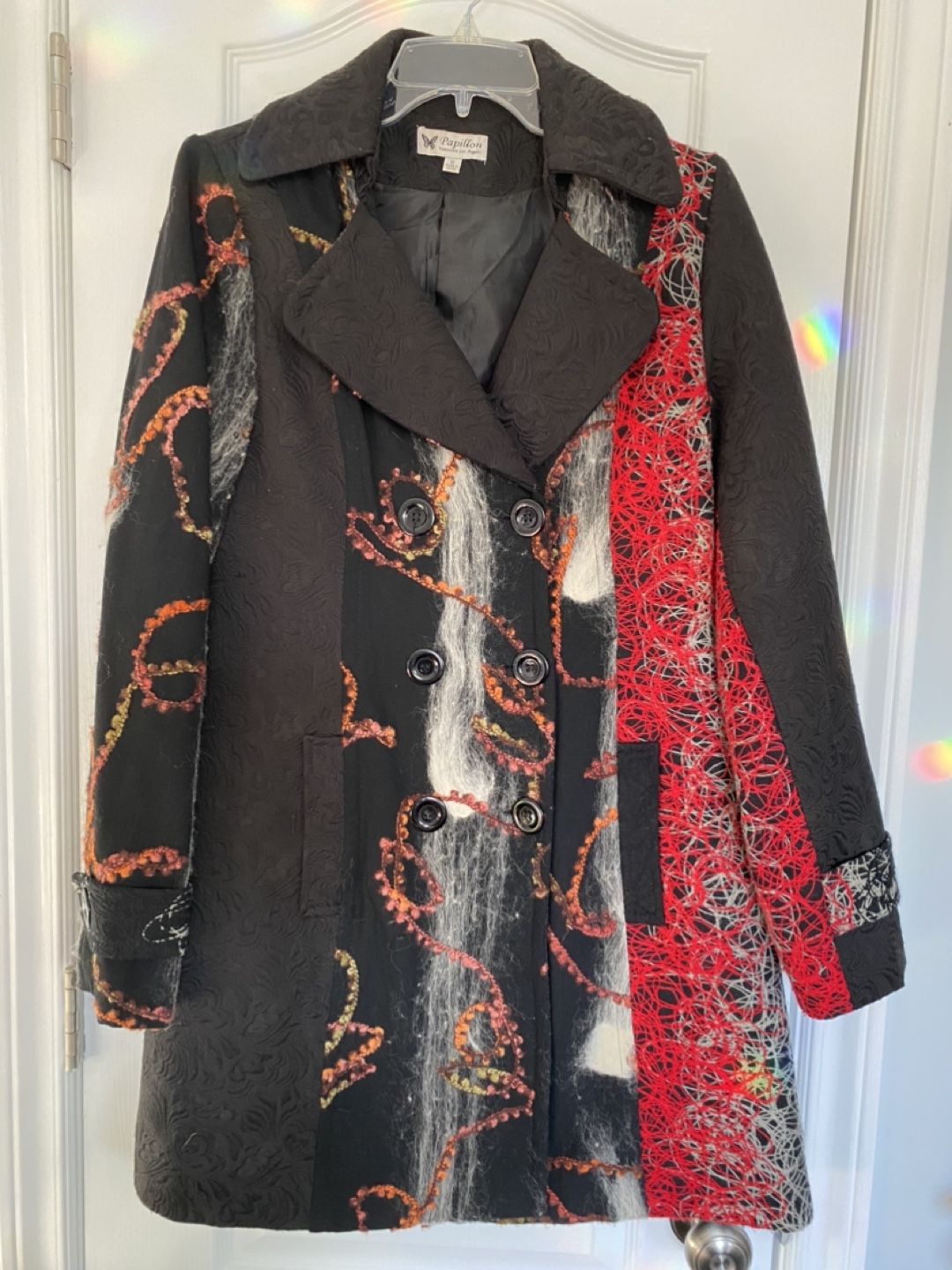 Papillon Black and red embroidered Coat Size M