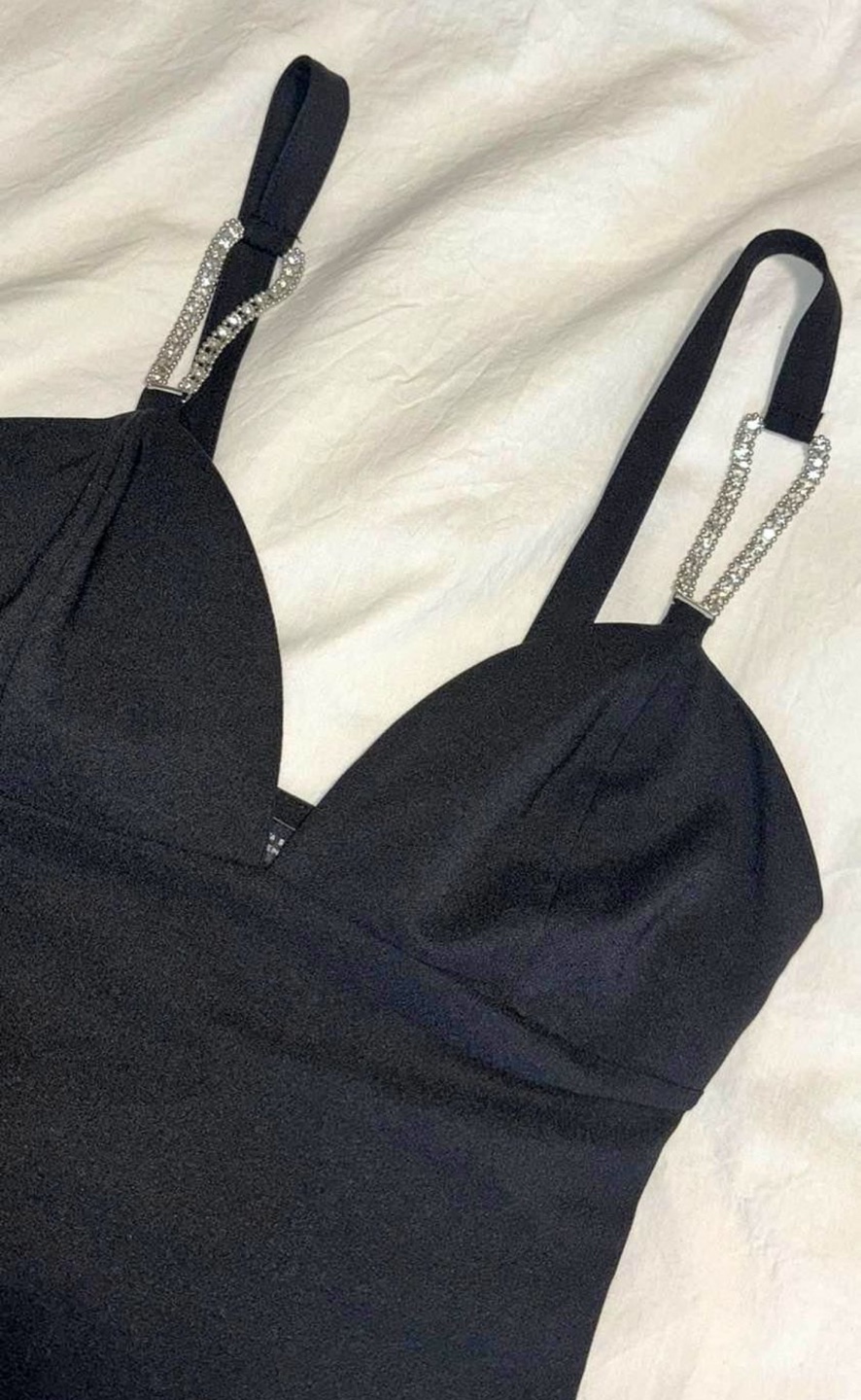 Zara Black Rhinestone Strappy Mini Dress
