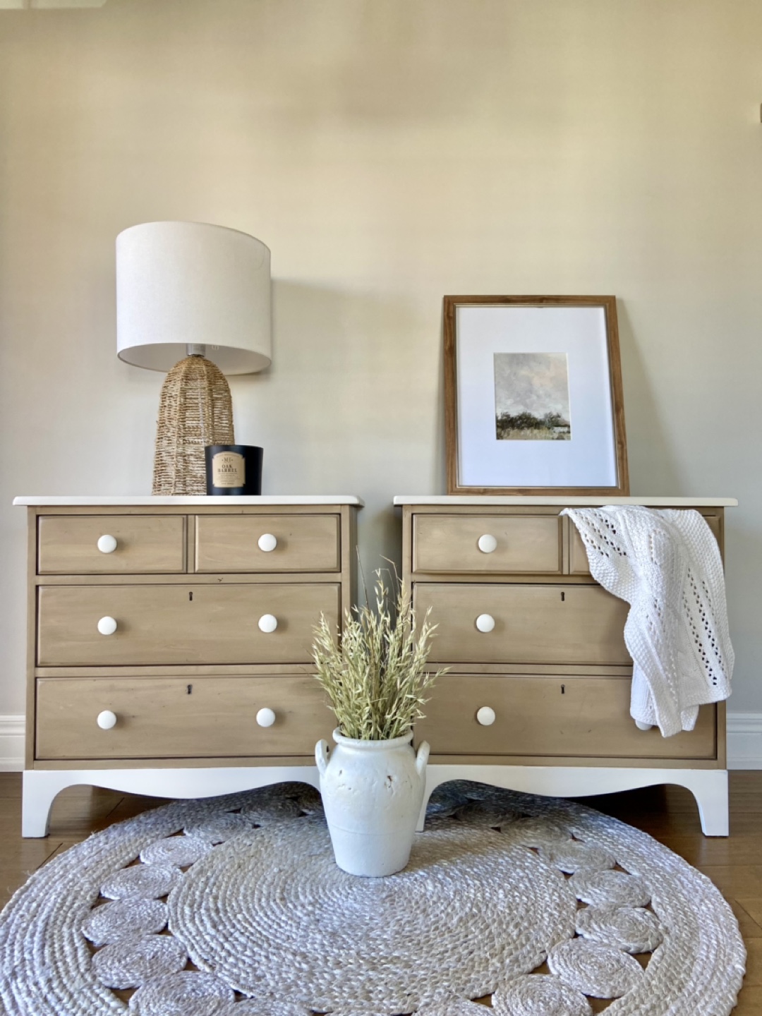Pair of Solid Wood Oversized Nightstands
