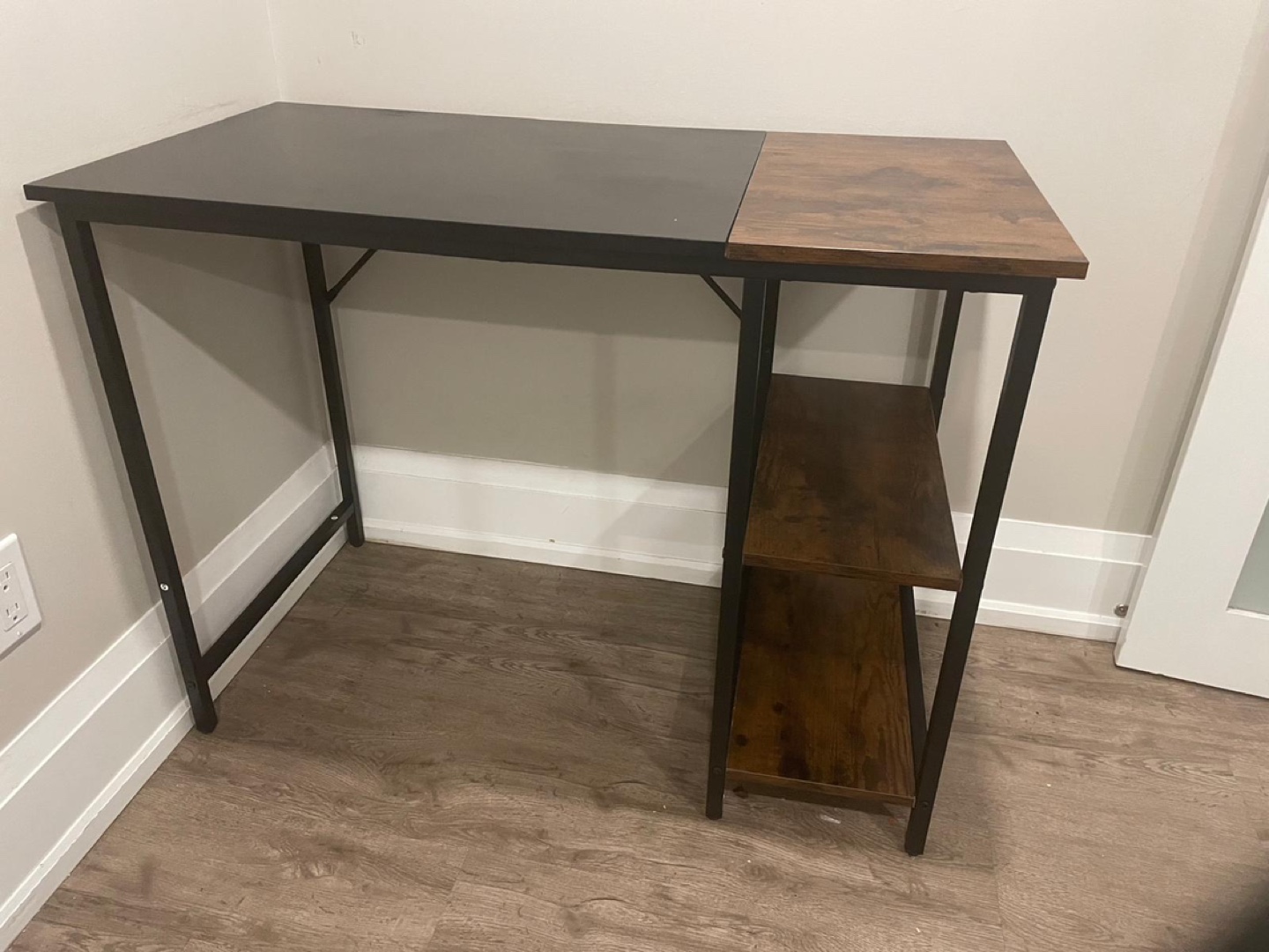 Black and Brown Desk 40 Inch with Shelves