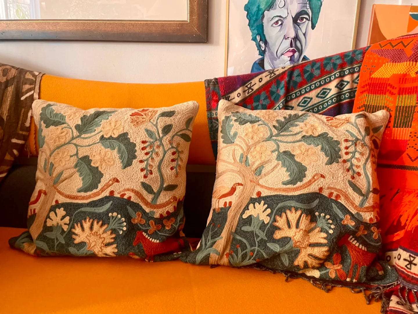 Set of 2 Embroidered Anthropologie Cushions thumbnail