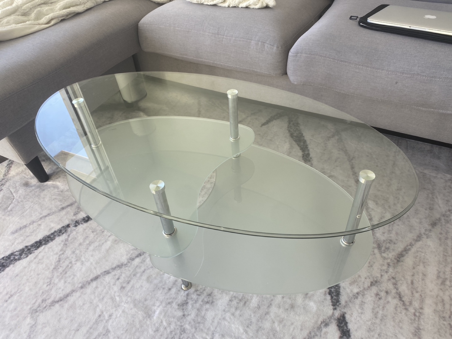 Glass Coffee Table with Two Tiers